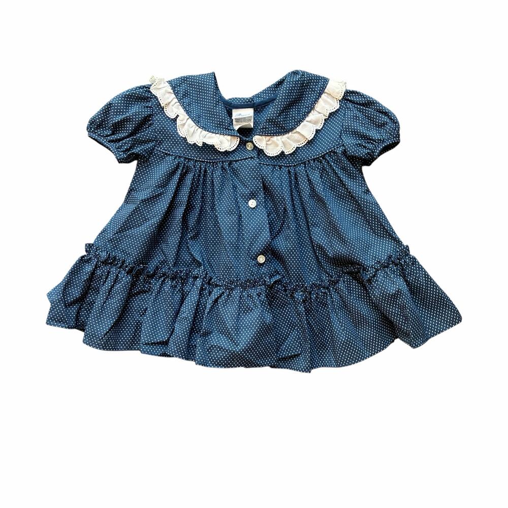 Vintage Bryan Navy & White Dot Dress